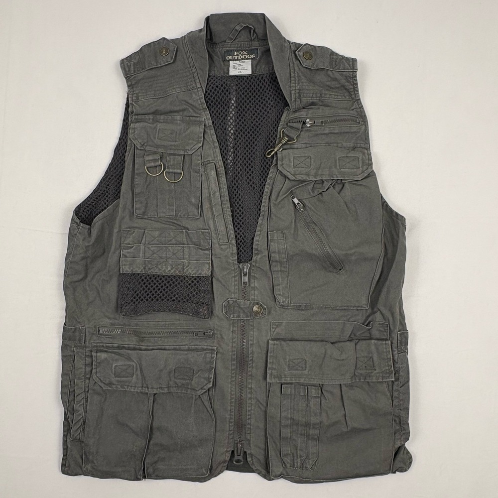 Fox Outdoor Products Photography Fishing Hunting Utility Vest  XS Gray Cotton